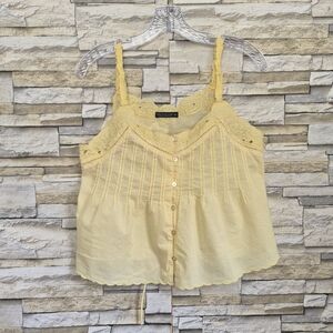Feminine Lace-Trim Yellow Camisole Top